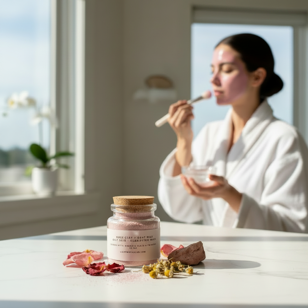 Rose Clay + Goat Milk Face Mask - Lifestyle Flat-lay